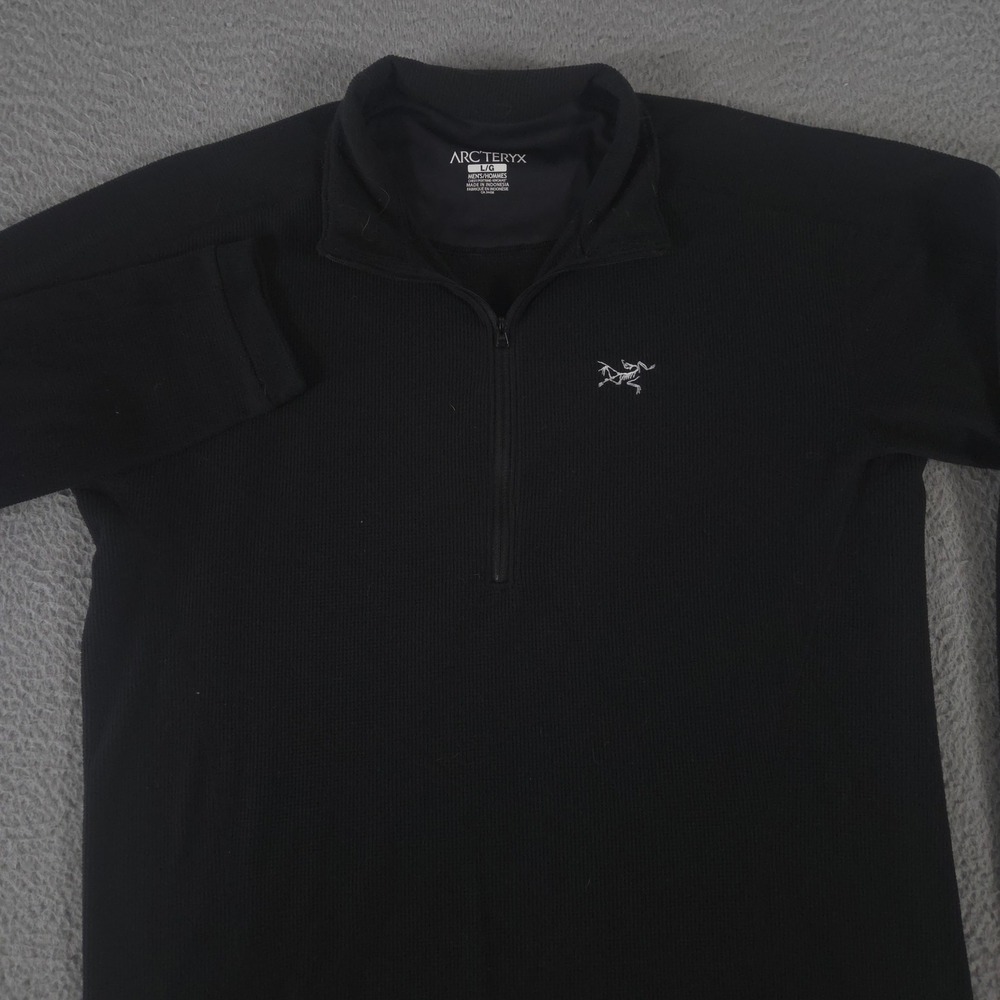Arc'teryx Pullover Mens Large Black Rho AR Polartec Fleece Quarter Zip Midlayer